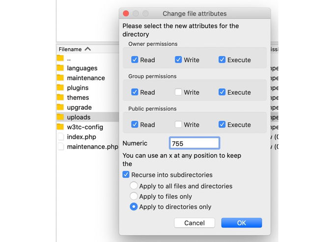 Kan afbeeldingen niet uploaden naar WordPress file permissions