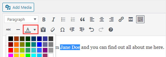 Wijzig de letterkleur in Wordpress met de Classic Editor